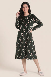 Zivame Velour Knit Poly Winter Lifewear Dress - Dark Green — thumbnail 2